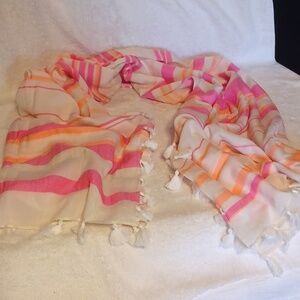 Stella & Dot large wrap scarf 63x43 inches pink, orange, white